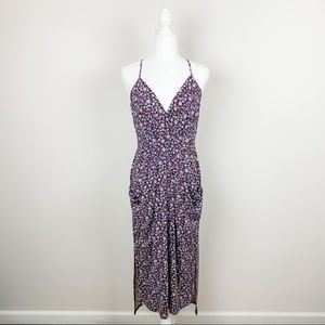 BCBGeneration Multicolored Floral Size Small Sleeveless Midi Wrap Dress